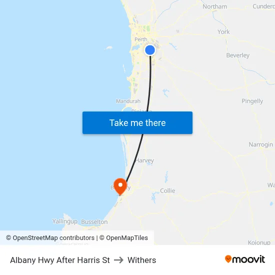 Albany Hwy After Harris St to Withers map