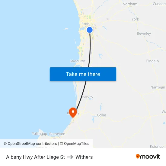 Albany Hwy After Liege St to Withers map