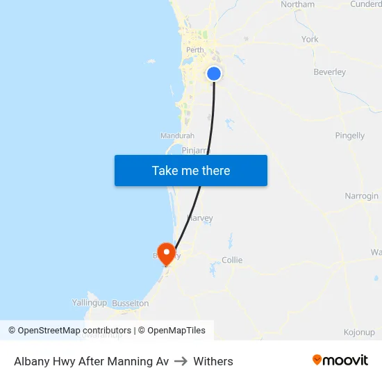 Albany Hwy After Manning Av to Withers map