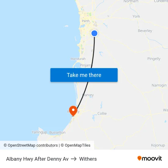 Albany Hwy After Denny Av to Withers map