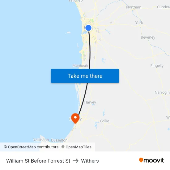 William St Before Forrest St to Withers map