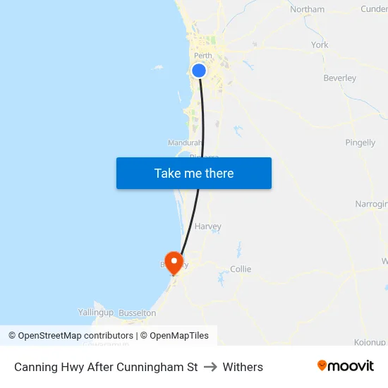 Canning Hwy After Cunningham St to Withers map