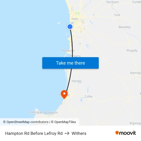 Hampton Rd Before Lefroy Rd to Withers map