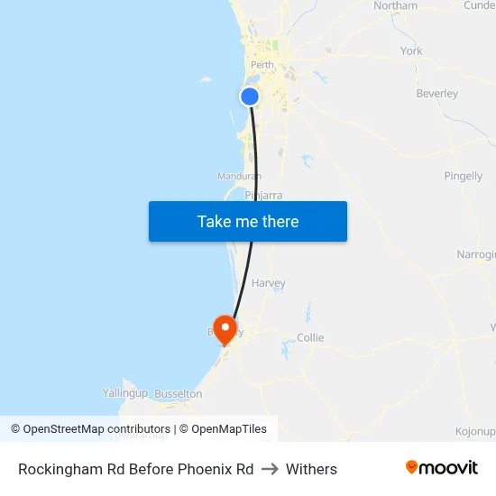Rockingham Rd Before Phoenix Rd to Withers map