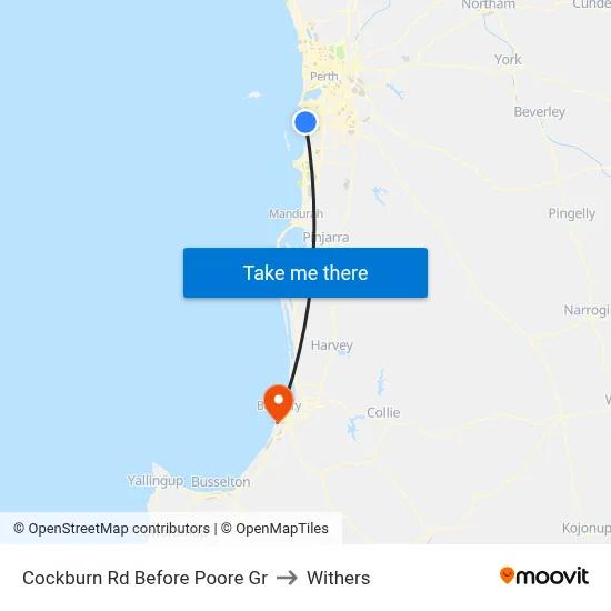 Cockburn Rd Before Poore Gr to Withers map