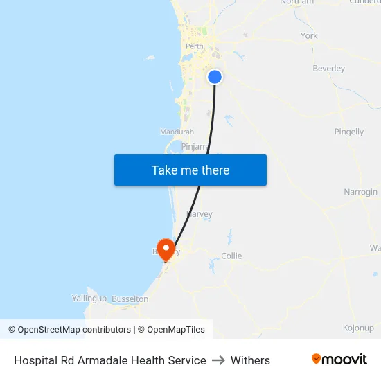 Hospital Rd Armadale Health Service to Withers map