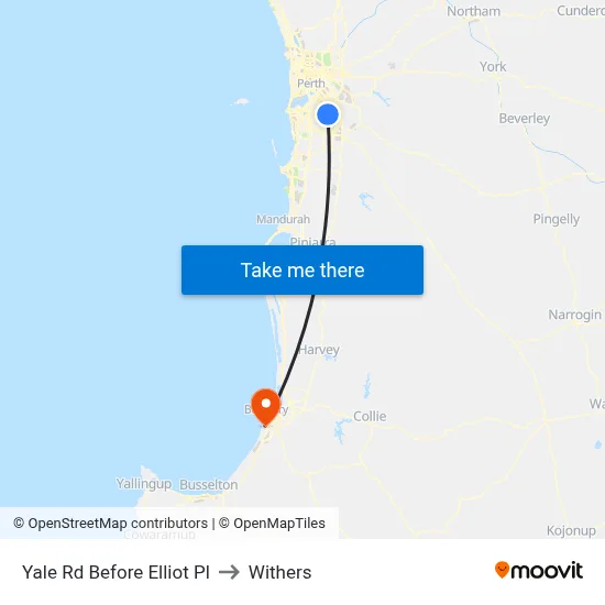Yale Rd Before Elliot Pl to Withers map