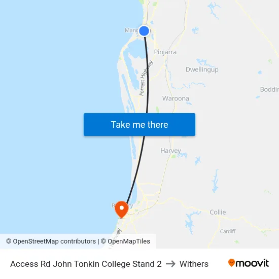 Access Rd John Tonkin College Stand 2 to Withers map