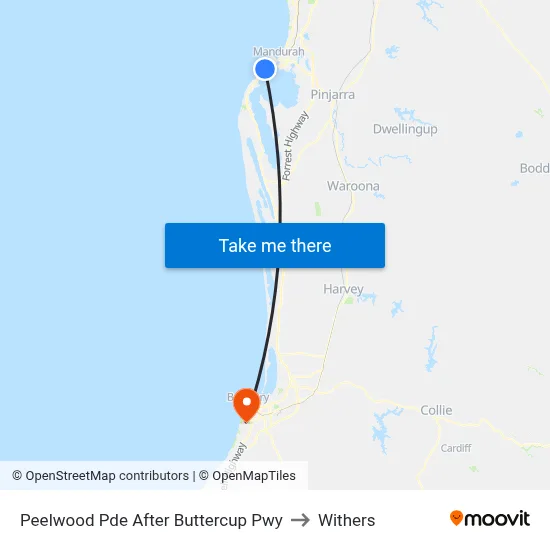 Peelwood Pde After Buttercup Pwy to Withers map