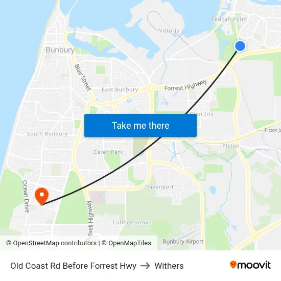 Old Coast Rd Before Forrest Hwy to Withers map