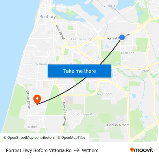 Forrest Hwy Before Vittoria Rd to Withers map