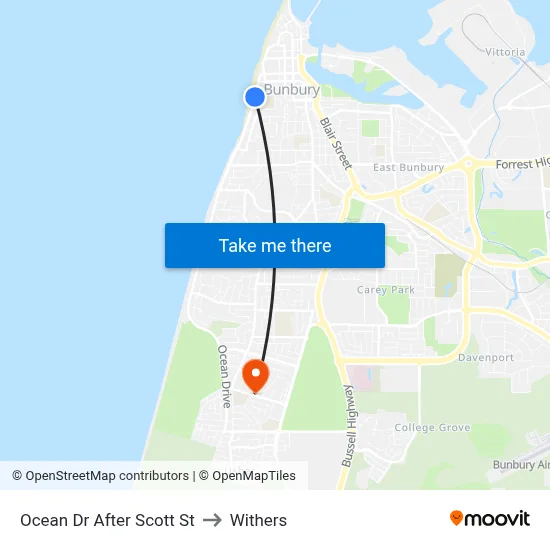 Ocean Dr After Scott St to Withers map