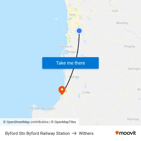 Byford Stn Byford Railway Station to Withers map