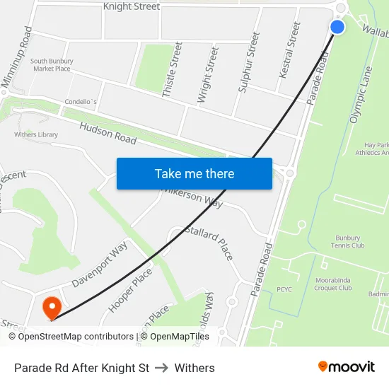Parade Rd After Knight St to Withers map