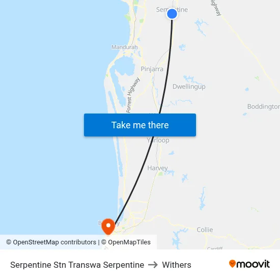 Serpentine Stn Transwa Serpentine to Withers map