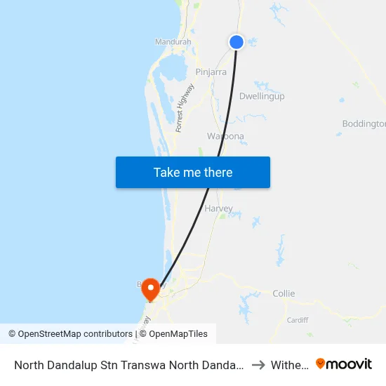North Dandalup Stn Transwa North Dandalup to Withers map