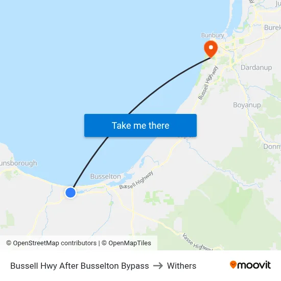 Bussell Hwy After Busselton Bypass to Withers map