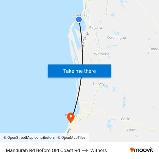Mandurah Rd Before Old Coast Rd to Withers map