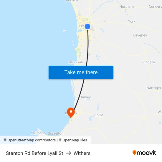 Stanton Rd Before Lyall St to Withers map