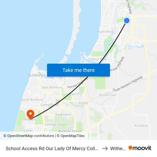 School Access Rd Our Lady Of Mercy College to Withers map