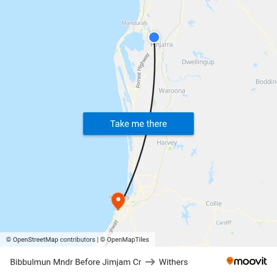 Bibbulmun Mndr Before Jimjam Cr to Withers map