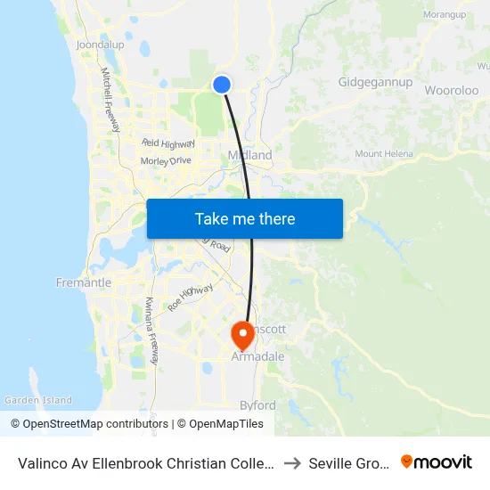Valinco Av Ellenbrook Christian College to Seville Grove map