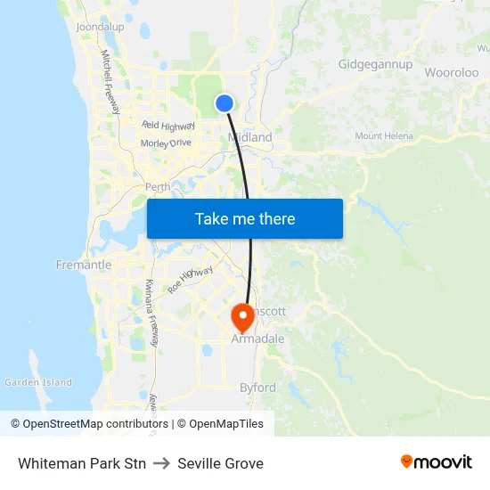 Whiteman Park Stn to Seville Grove map