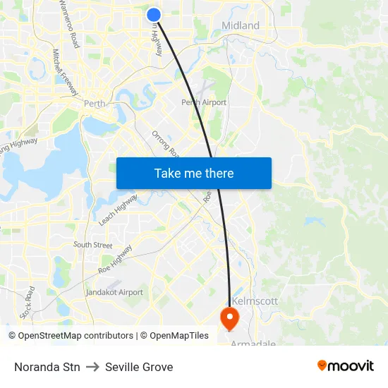 Noranda Stn to Seville Grove map