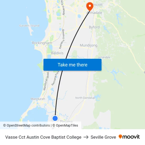 Vasse Cct Austin Cove Baptist College to Seville Grove map