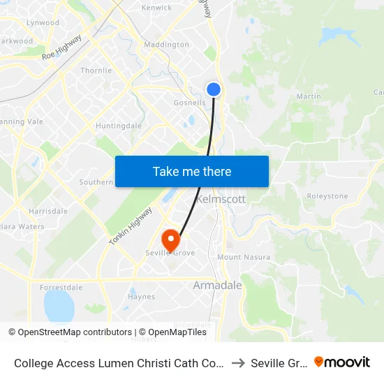 College Access Lumen Christi Cath Col Stand 4 to Seville Grove map