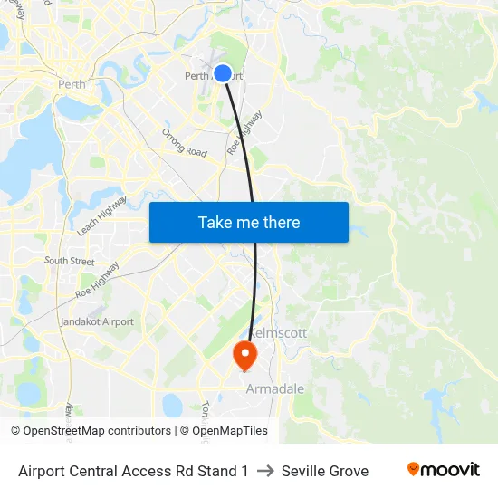 Airport Central Access Rd Stand 1 to Seville Grove map