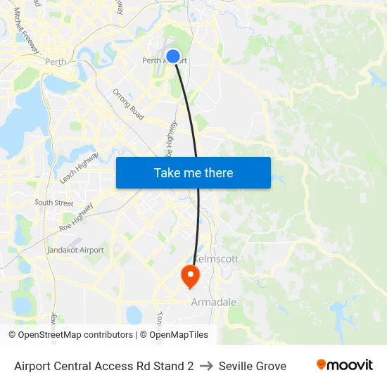 Airport Central Access Rd Stand 2 to Seville Grove map