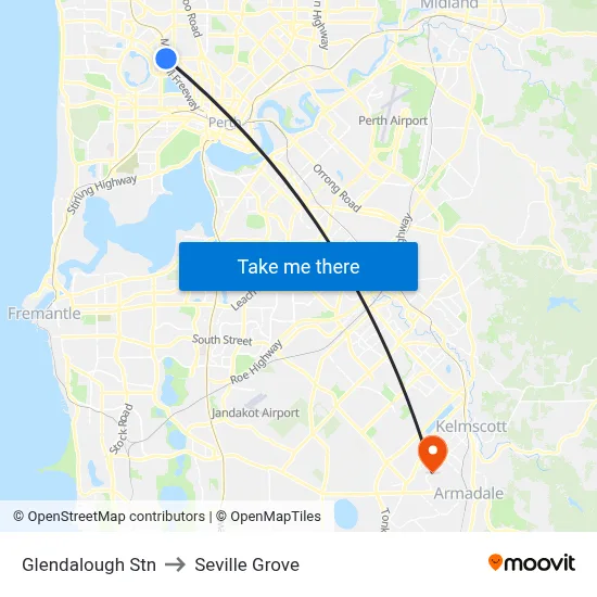 Glendalough Stn to Seville Grove map