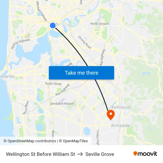 Wellington St Before William St to Seville Grove map