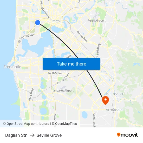 Daglish Stn to Seville Grove map