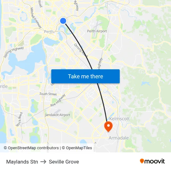 Maylands Stn to Seville Grove map