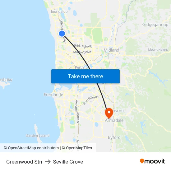 Greenwood Stn to Seville Grove map