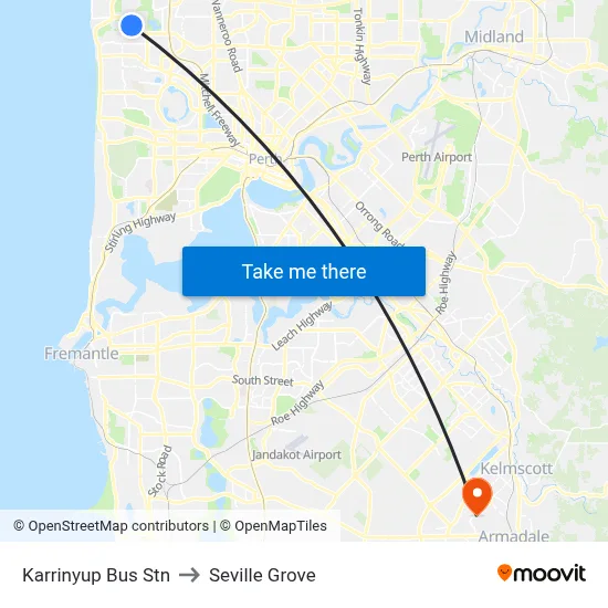 Karrinyup Bus Stn to Seville Grove map