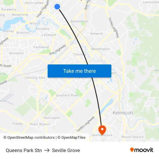 Queens Park Stn to Seville Grove map