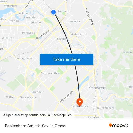 Beckenham Stn to Seville Grove map