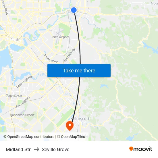 Midland Stn to Seville Grove map