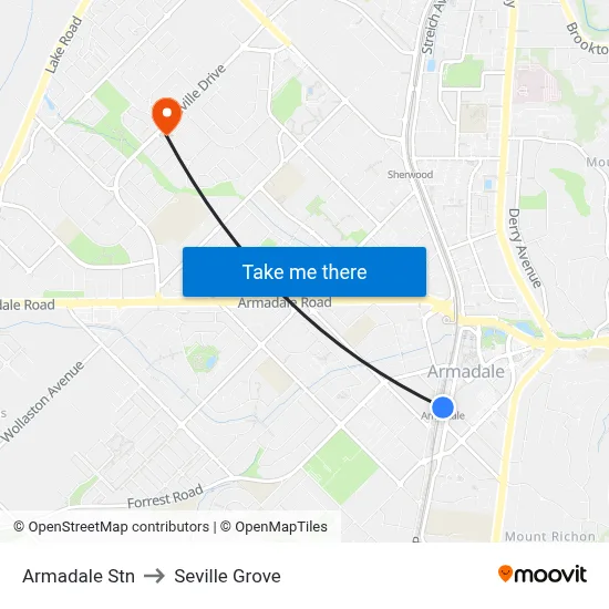 Armadale Stn to Seville Grove map