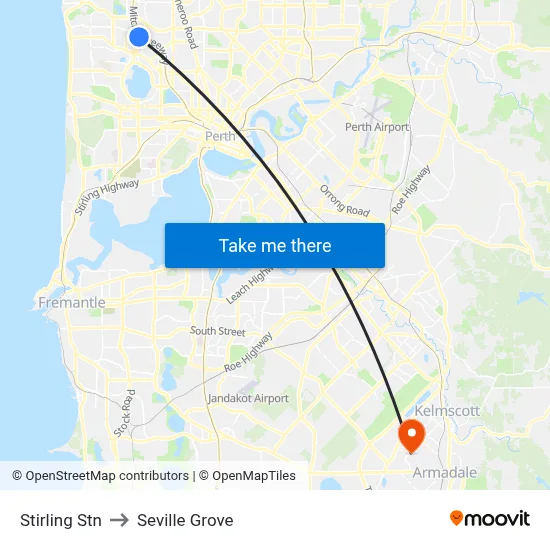Stirling Stn to Seville Grove map