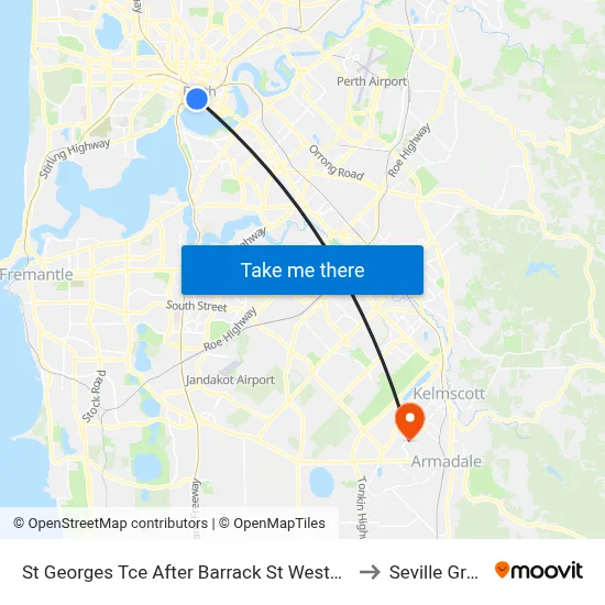 St Georges Tce After Barrack St Westbound to Seville Grove map