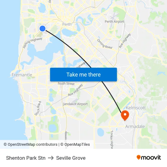 Shenton Park Stn to Seville Grove map