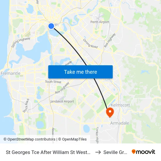 St Georges Tce After William St Westbound to Seville Grove map