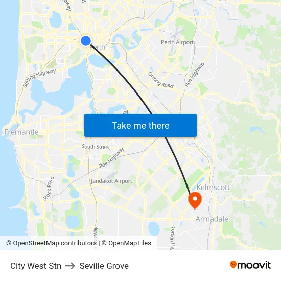 City West Stn to Seville Grove map