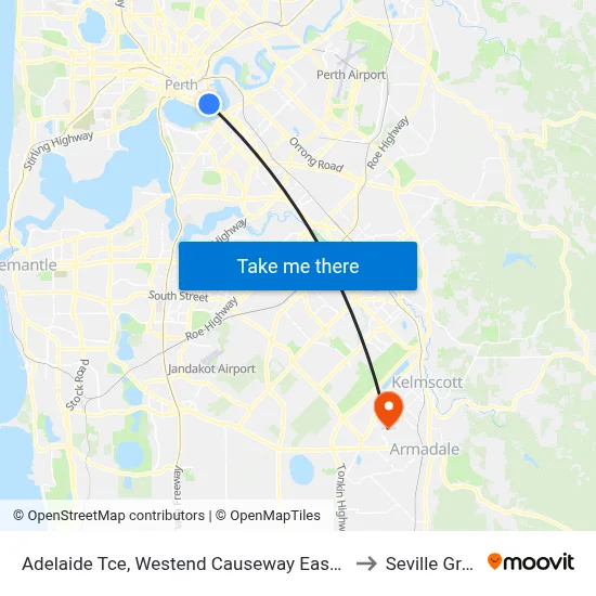 Adelaide Tce, Westend Causeway Eastbound to Seville Grove map