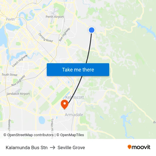 Kalamunda Bus Stn to Seville Grove map