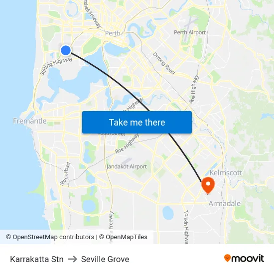 Karrakatta Stn to Seville Grove map